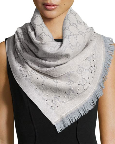 gucci gg jacquard shawl|gucci scarf with fur trim.